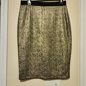 NY Collection Gold and Black Pencil Skirt